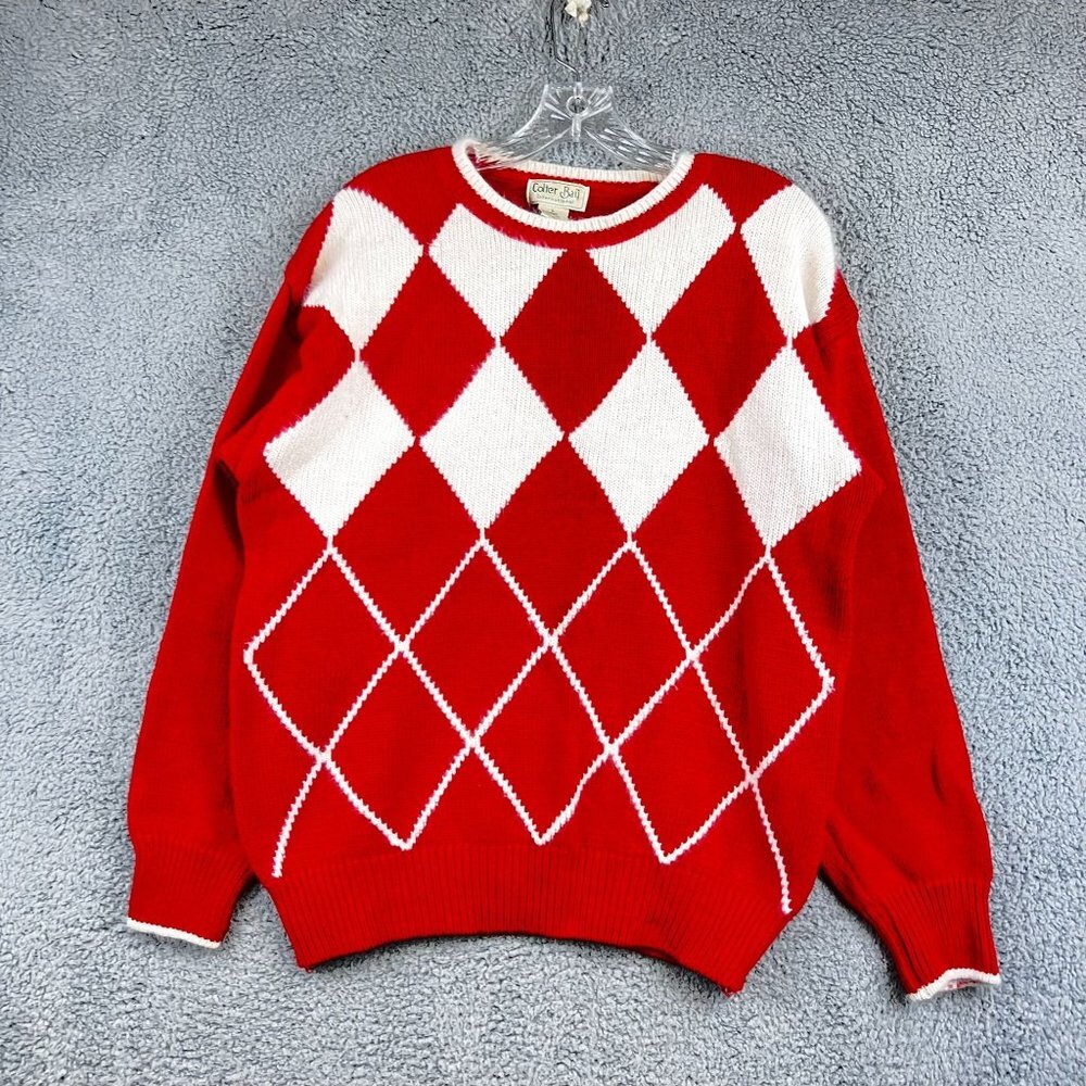 Vintage Colter Bay Women's  Long Sleeve Argyle Rabbit hair sweater size L